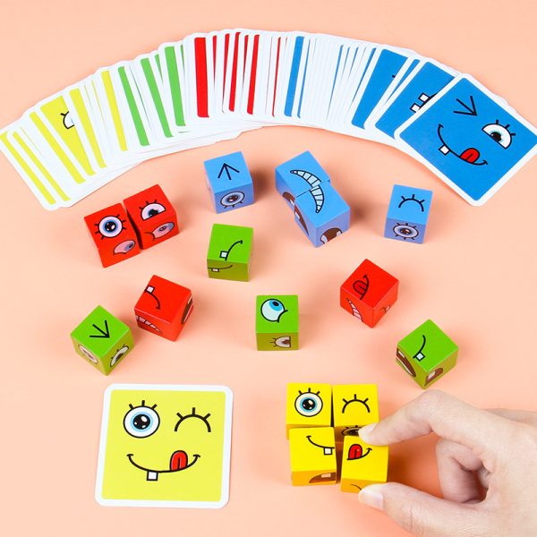 Face changing Rubik's cube puzzle Tiktok the same popular children's parent-child interactive board game thinking wooden educational toys